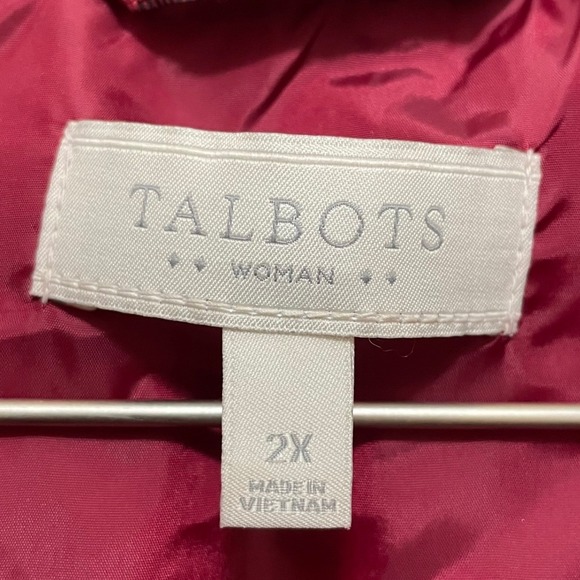 Talbots‎ Plaid Puffer Vest Down & Waterfowl Feather Fill Pockets Fuchsia 2X - Picture 6 of 7